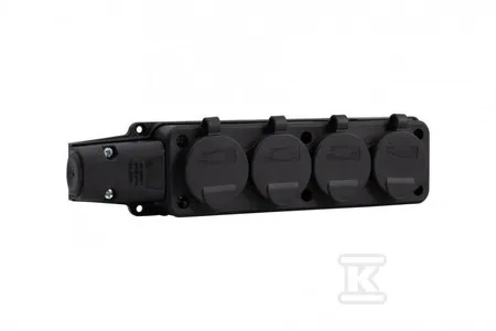 Listwa gumowa 4x230V 16A SCHUKO czarna F6.0398 Tylko do końca tygodnia